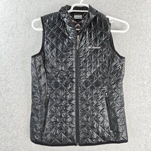 Columbia Omni Heat Vest Womens Medium Black Quilted Insulated Puffer Full Zip
